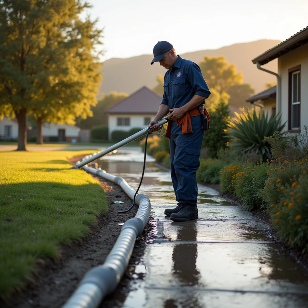 Downspout extension carrying roof water away from a foundation in San Ramon