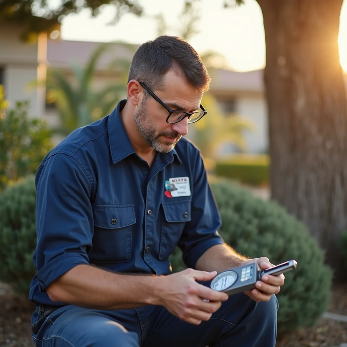Technician checking a water meter to confirm a hidden leak at a San Ramon home