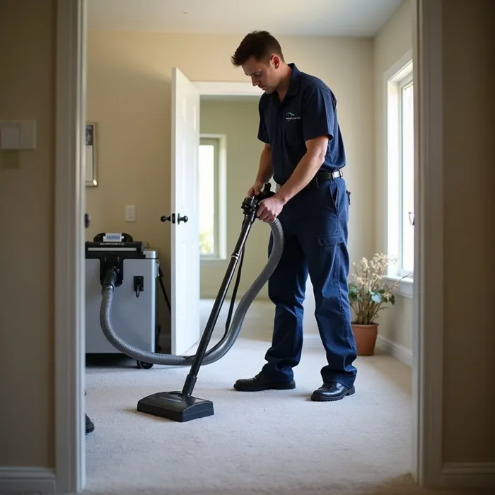 Truck-mounted water extraction in a San Ramon living room