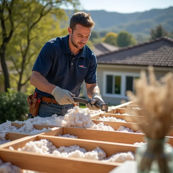 Remove saturated insulation during roof leak damage in a San Ramon, CA property